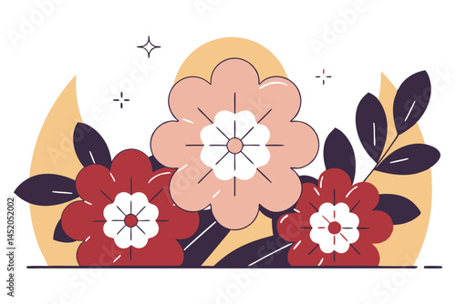 Round petals with a dewdrop shaped highlight inside each