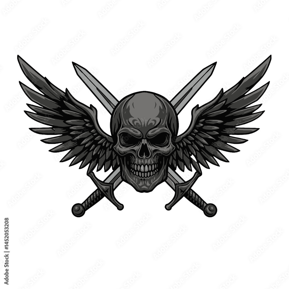 Fototapeta premium Skull with Wings and Crossed Swords