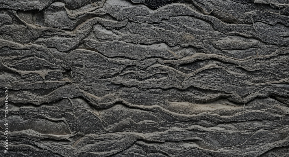 Textured Dark Gray Material Background with Organic Wavy Patterns Design