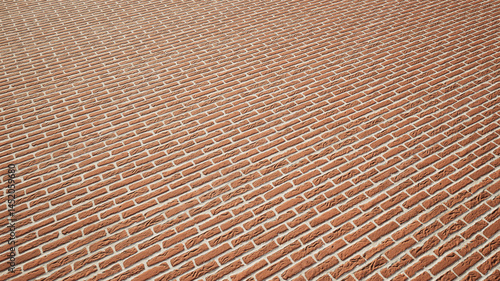 Concept or conceptual vintage or grungy brown background of  brick texture floor as a retro pattern layout. A 3d illustration for construction, architecture, urban and interior design