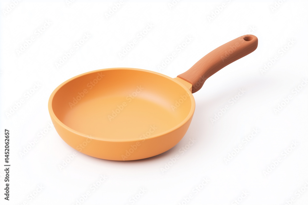 A sleek, empty orange frying pan isolated against the background, perfect for culinary projects and food-related themes. A sleek, empty orange frying pan isolated against the background, perfect for culinary projects and food-related themes.