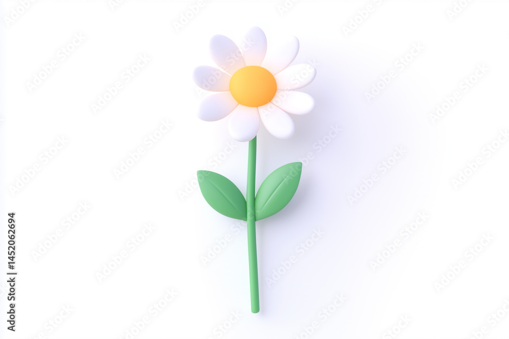 Fototapeta premium A solitary and serene daisy stands tall in its pristine beauty, showcasing delicate petals and a vibrant core, epitomizing the purity and simplicity of nature.
