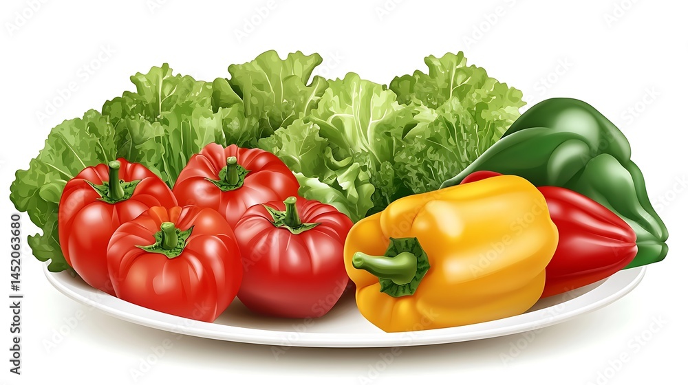 Fresh Peppers with Lettuce Salad Plate. Fresh Peppers with Lettuce Salad Plate.