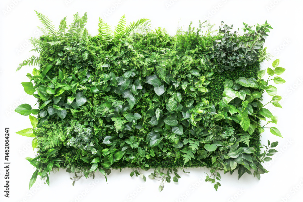 Obraz premium Green foliage wall decoration display on white background