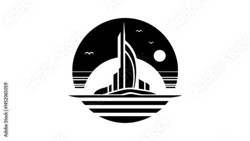 Abu Dhabi minimal icon in black and white color logo vector