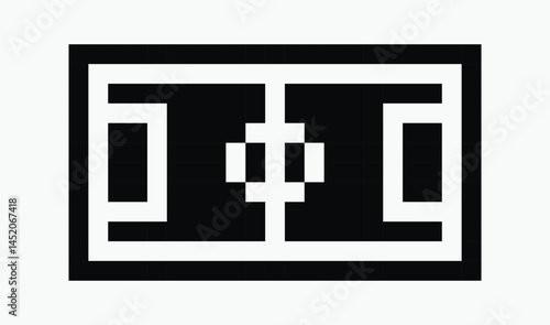 black and white football field pixel art icon vector illustration.