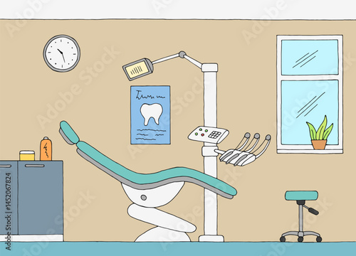 Dentist office clinic graphic color sketch illustration vector 