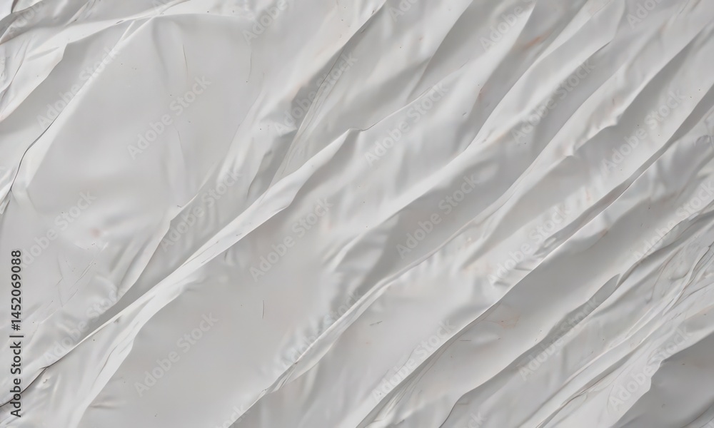 Fototapeta premium Creased, faded white poster; uneven surface, visible folds , damaged, texture