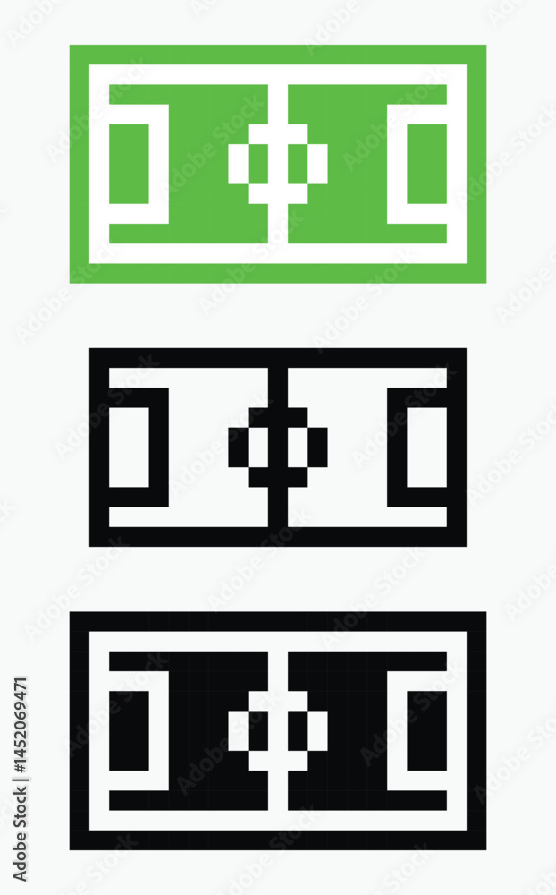 Obraz premium set football field pixel art icon vector illustration.