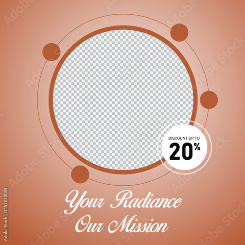 Obraz na płótnie Elegant Round Frame Template For Cosmetic Promotion With 20 Percent Discount w salonie