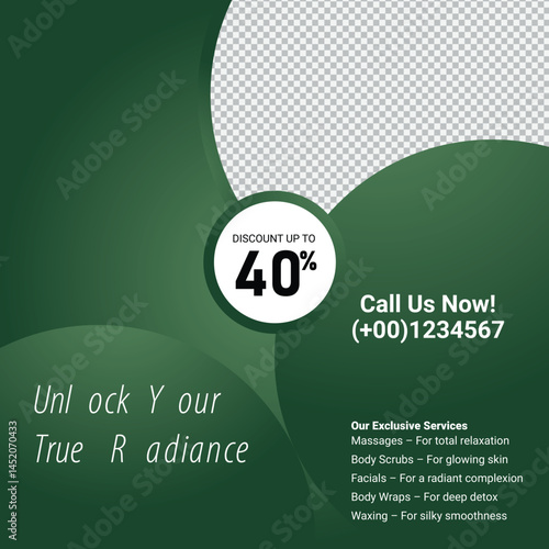 Obraz na płótnie Spa And Wellness Ad Template With 40 Percent Discount Offer w salonie
