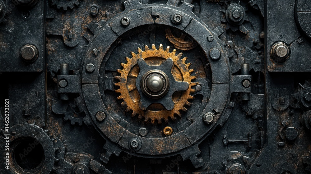 Intricate Steampunk Gears: A Close-Up of Complex Machinery Intricate Steampunk Gears: A Close-Up of Complex Machinery