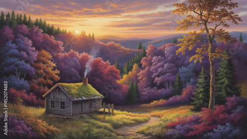 A captivating landscape painting capturing the
essence of autumn