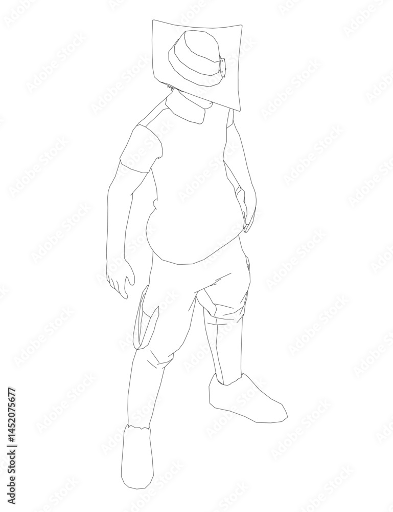 A man is standing in a white background with a hat on. He is wearing a white shirt and white shorts A man is standing in a white background with a hat on. He is wearing a white shirt and white shorts