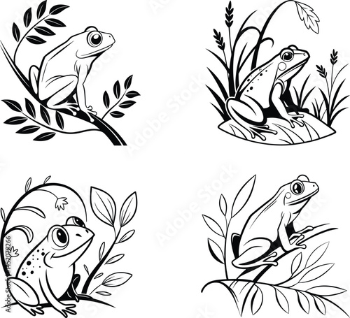 Wallpaper Mural cute frog icon silhouette vector on white background Torontodigital.ca