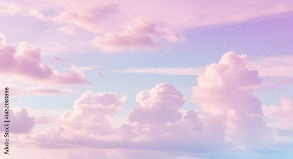 Fluffy Clouds in Pastel Sky Peaceful Cloudscape Scene Fluffy Clouds in Pastel Sky Peaceful Cloudscape Scene