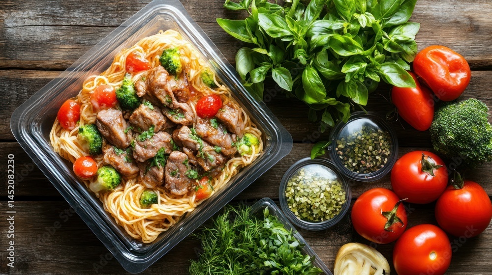 Ready-to-eat pasta with beef and vegetables Ready-to-eat pasta with beef and vegetables