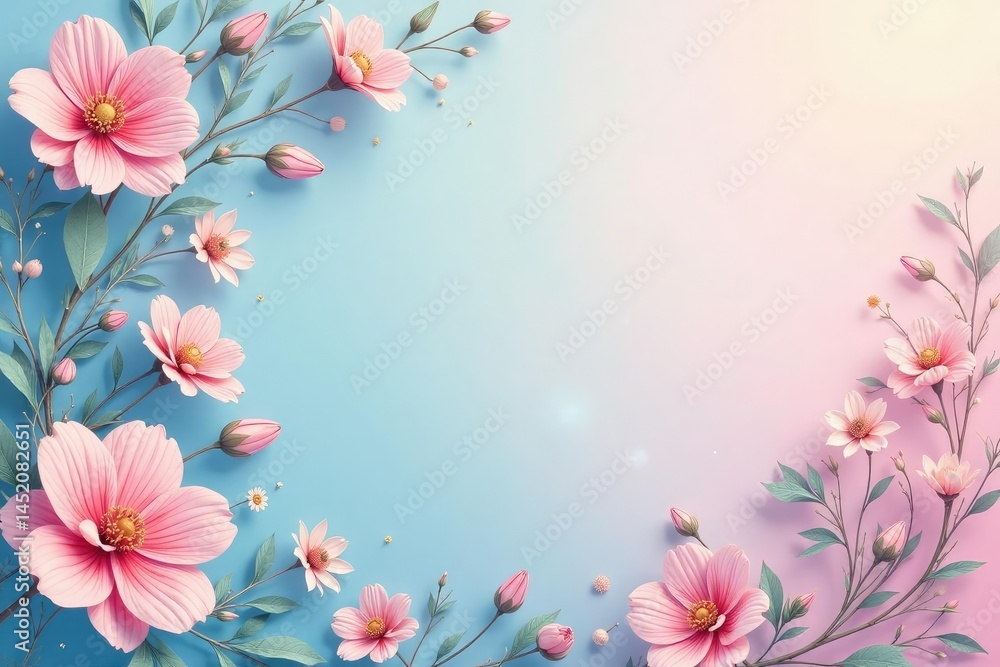 Pastel floral motifs, delicate lines, soft gradients, computer, mobile Pastel floral motifs, delicate lines, soft gradients, computer, mobile