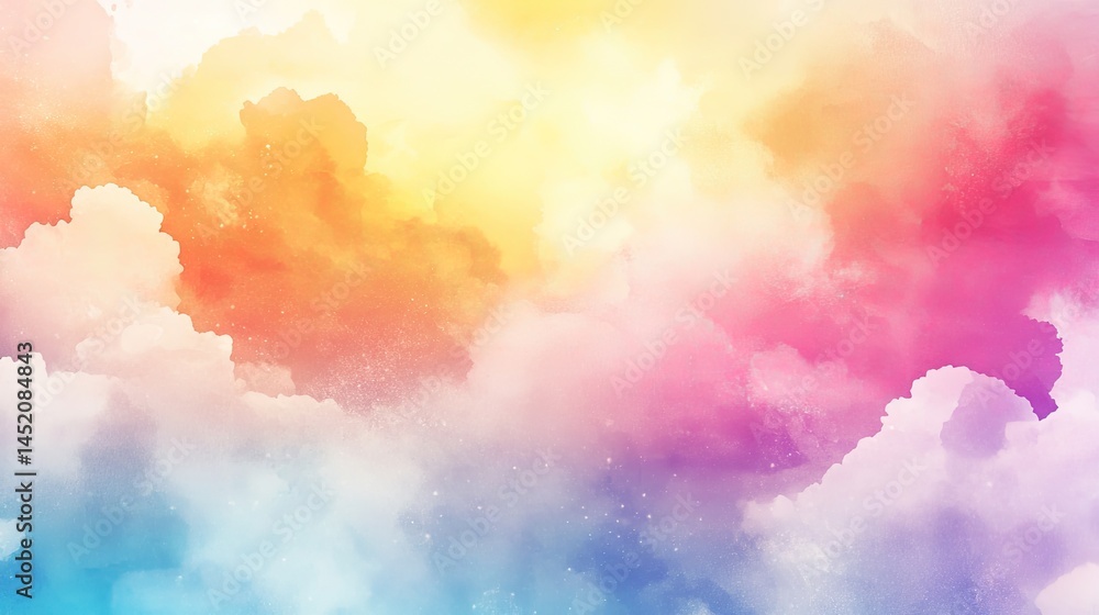 A vibrant watercolor background featuring soft pastel clouds in hues of pink. blue. yellow. and purple. perfect for creative projects or digital designs A vibrant watercolor background featuring soft pastel clouds in hues of pink. blue. yellow. and purple. perfect for creative projects or digital designs