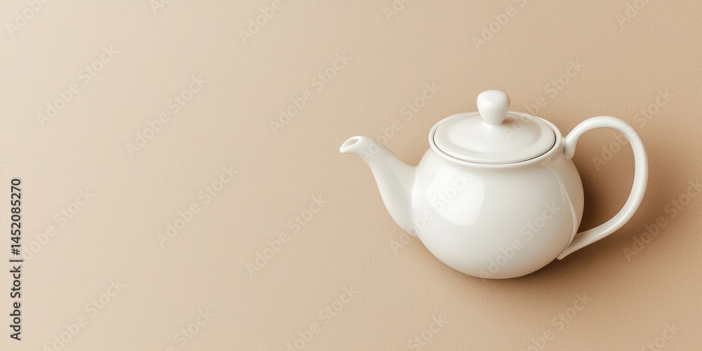 a white teapot on a tan background a white teapot on a tan background