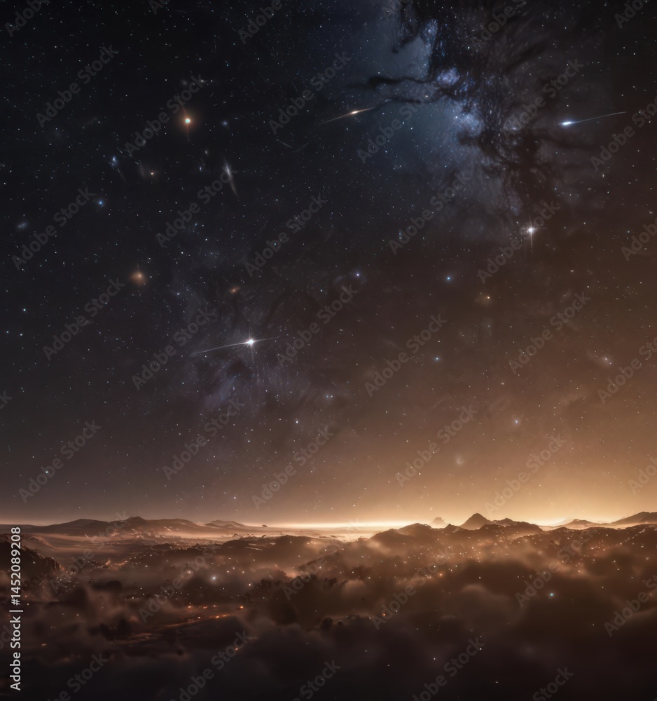 Naklejka premium Intensely bright, myriad stars fill the frame , sky, space, outer space