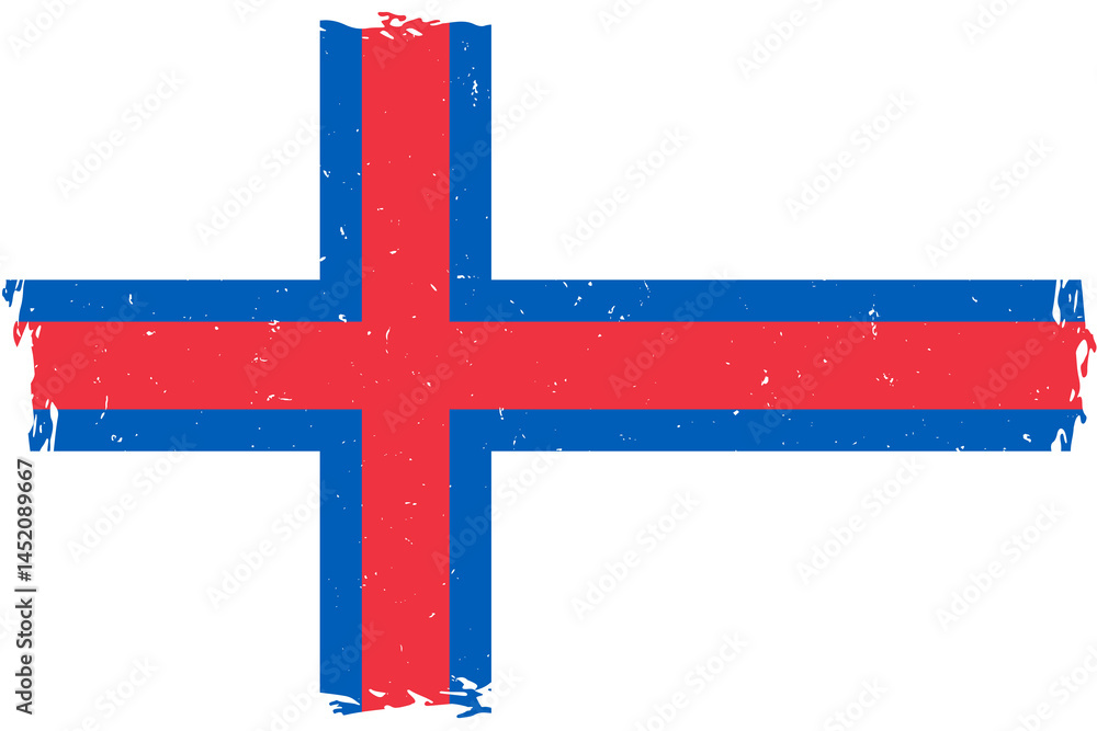 Obraz premium Flag of faroe islands brush stroke grunge texture