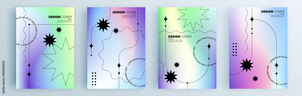 Fototapeta premium Modern abstract covers set, minimal covers design. Colorful geometric background, vector illustration.