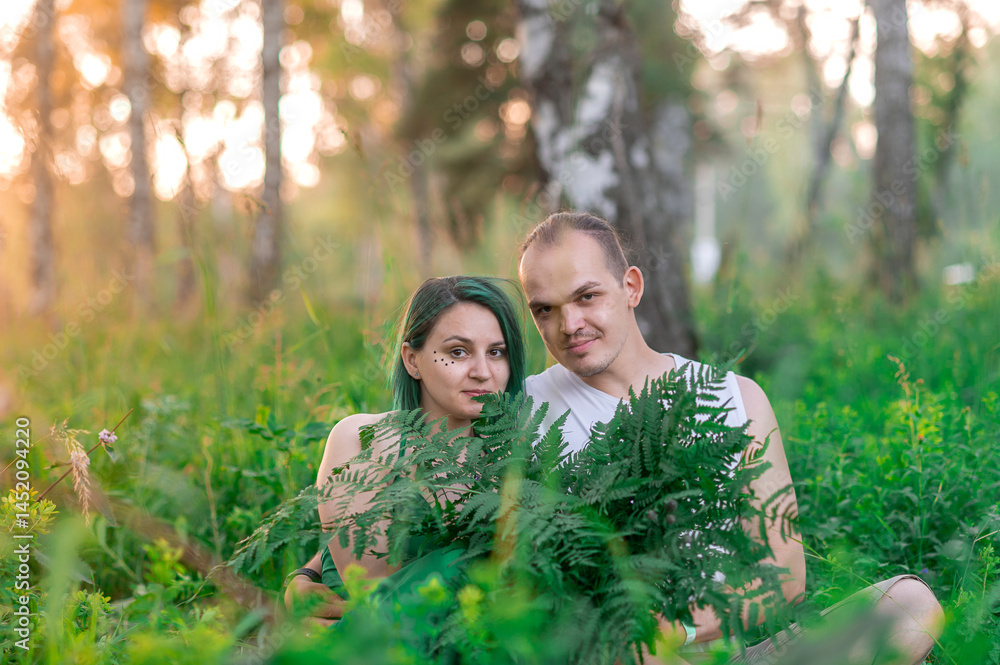 People on Ivan Kupala in the green forest People on Ivan Kupala in the green forest