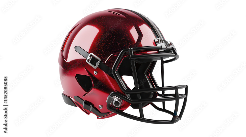 Fototapeta premium Realistic Football Helmet, Gridiron Glory, Isolated on White, American Football, Sport Equipment, on transparent background