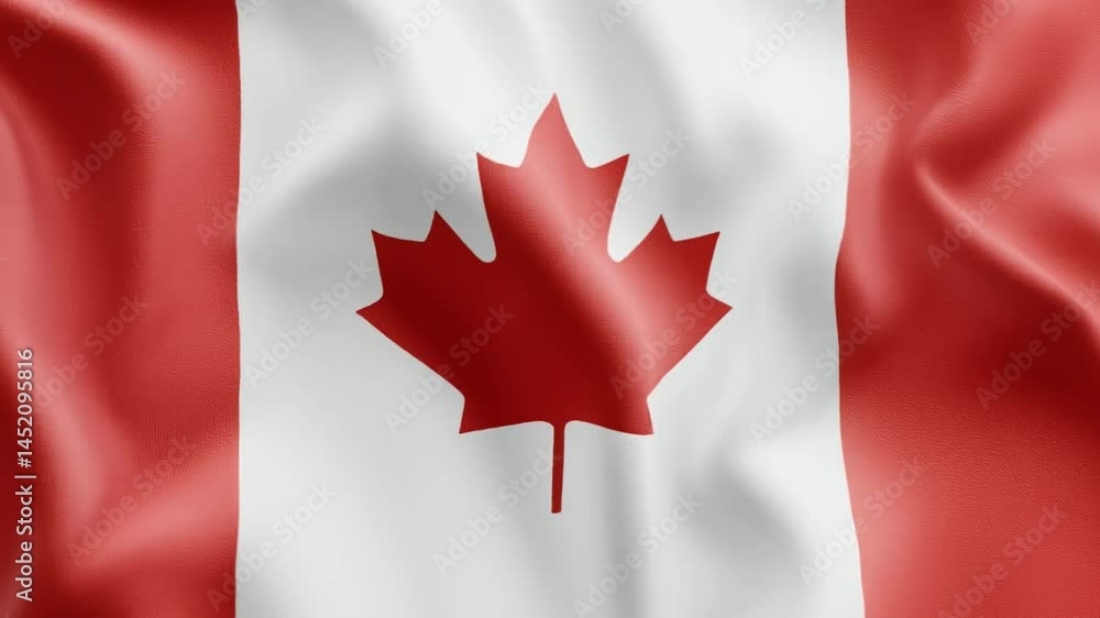 Close up of canadian flag waving for Canada Day celebrations. National banner with maple leaf, symbol of pride, patriotism and independence. Holiday background. Close up of canadian flag waving for Canada Day celebrations. National banner with maple leaf, symbol of pride, patriotism and independence. Holiday background.