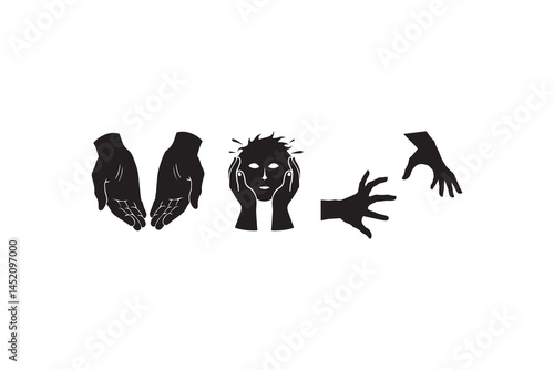 Silhouette of Abstract Hands Gestures Illustration