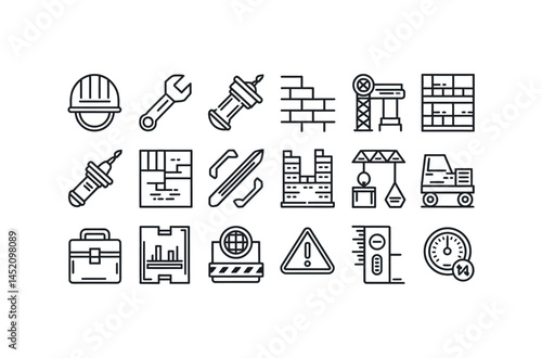 Collection of Outline Construction and Engineering Icons