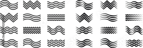 Air , water waves line icon set. Simple wind, breeze, outline signs, weather symbol isolated on transparent backgrounds, vector collection with editable stroke. Various wave art design logo element.