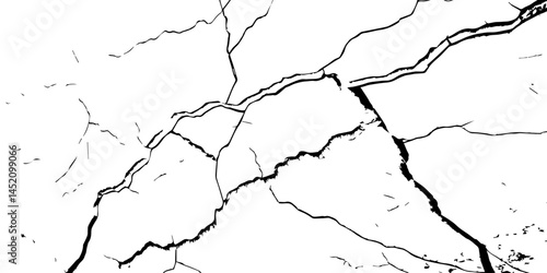 Cracked Surface Grunge Texture Vector. Grunge design crack texture background.  Black Isolated on White Background. Distressed black texture.  Uneven Overlay. Vector Illustration