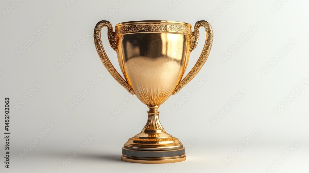 Fototapeta premium Golden trophy on a white background