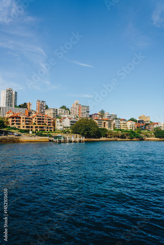 Portrait of Kirribilli with Jeffery street Wharf at sea level  Sydney Harbour, NSW, Australia