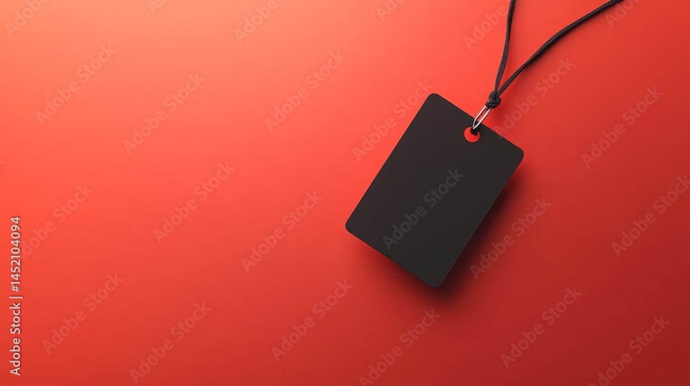 Fototapeta premium Blank black tag against red background