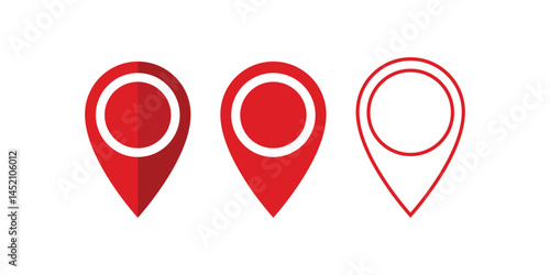Collection of geolocation markers. Modern GPS symbols for maps, digital design, and websites.