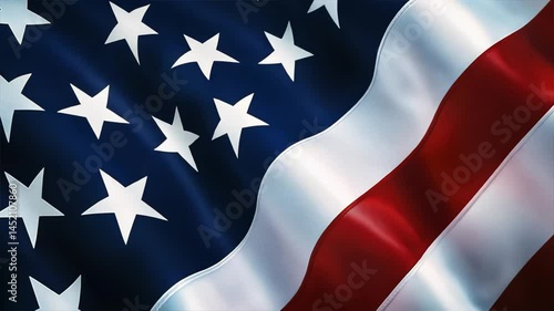3D American flag with white stars rippling in the air, symbol of freedom and unity, patriotic theme for American Independence Day, Memorial Day, Veterans Day