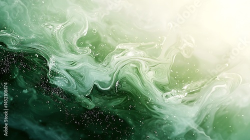Vibrant green and white liquid composition for environmental science presentation background design