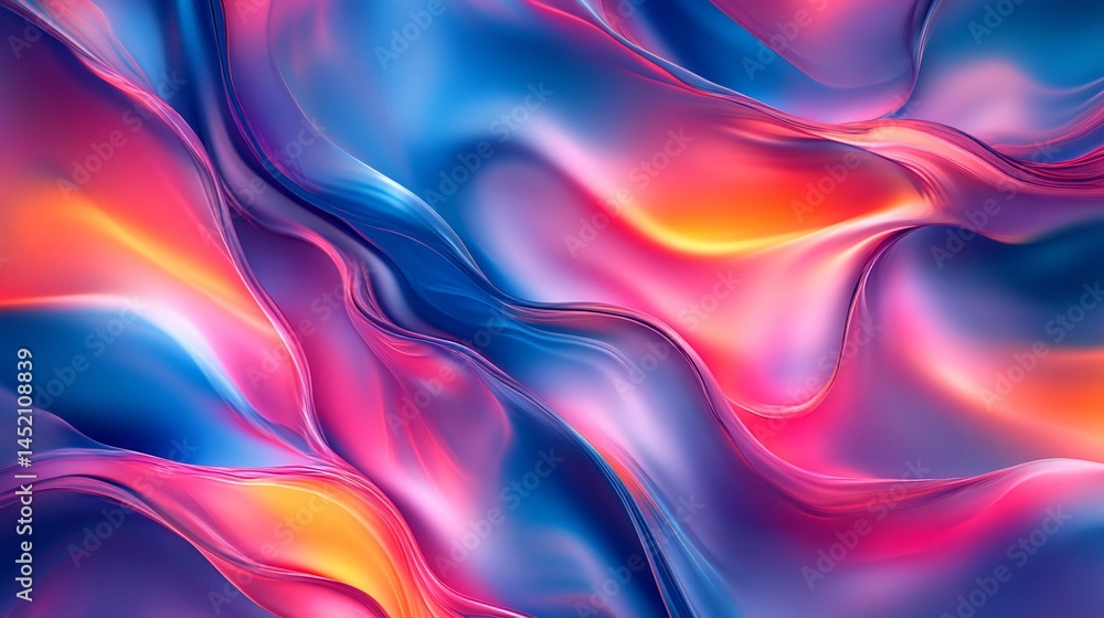 Fototapeta premium Radiant liquid waves cascading in vibrant hues
