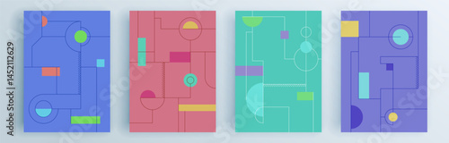 Modern abstract covers set, minimal covers design. Colorful geometric background, vector illustration.