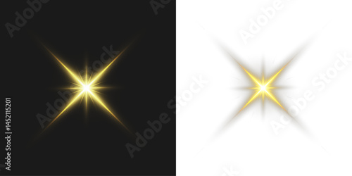  Transparent vector overlay in PNG format featuring sunlight with sun rays and glare including lens flare, light leaks, light transitions. Sun Glare. Star Vector
