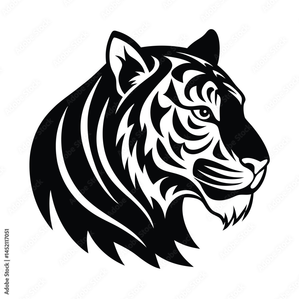 Tiger Head Side Profile Vector Silhouette Tiger Head Side Profile Vector Silhouette