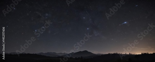 Vast, dark night sky ablaze with countless sparkling stars ,  asteroids,  astrophysics
