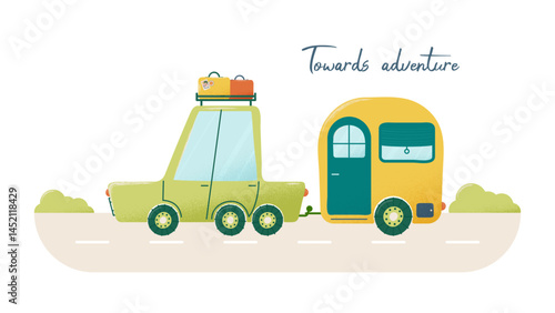 Trailer motorhome. Car with a house on wheels.