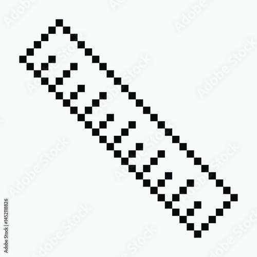 black and white ruler pixel art icon vector illustration.