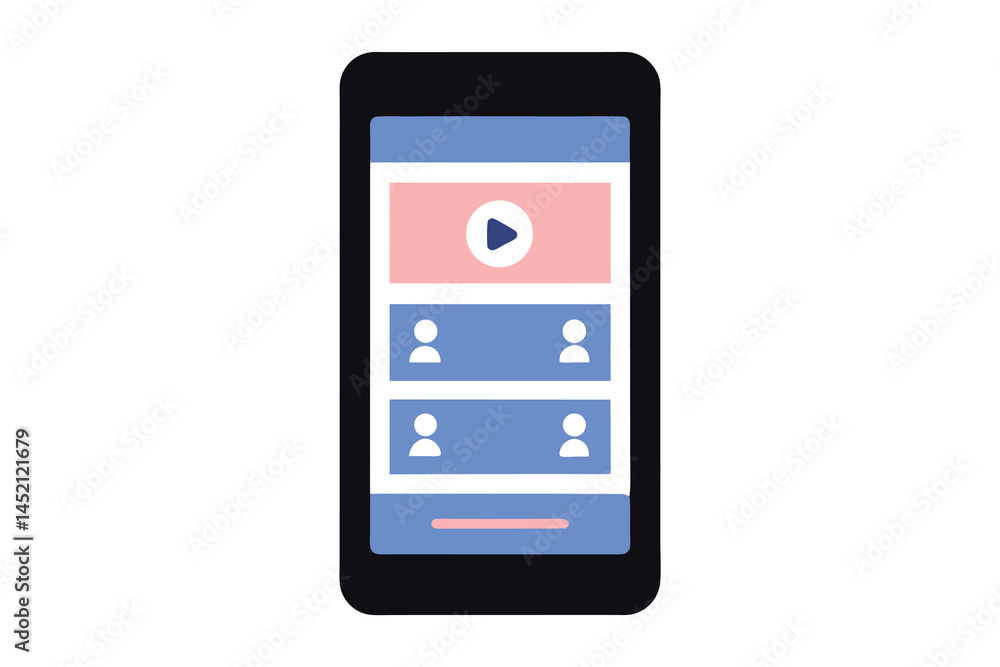 Smartphone App Interface Showing Video Player and User Profiles Smartphone App Interface Showing Video Player and User Profiles