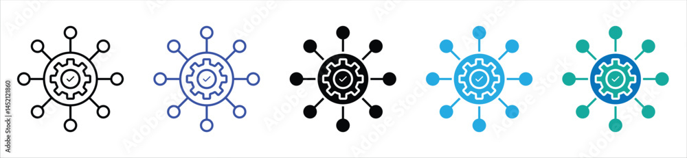Gear settings thin line icon set. Implement. Vector illustration Gear settings thin line icon set. Implement. Vector illustration