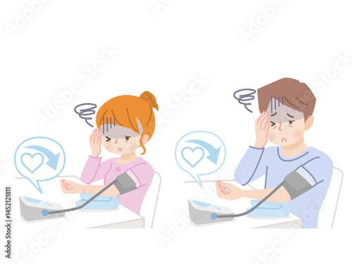 血圧を測る若い　　　　　　　　　　　　　　　夫婦_低血圧